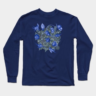 Ernst Haeckel  Blue Peridinea on Cerulean  Diatoms Long Sleeve T-Shirt